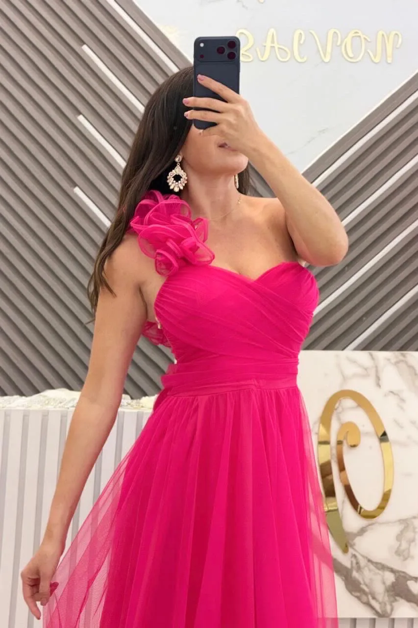 VESTIDO DE TUL FIUSHA CON OLAN EN HOMBRO, vista 2