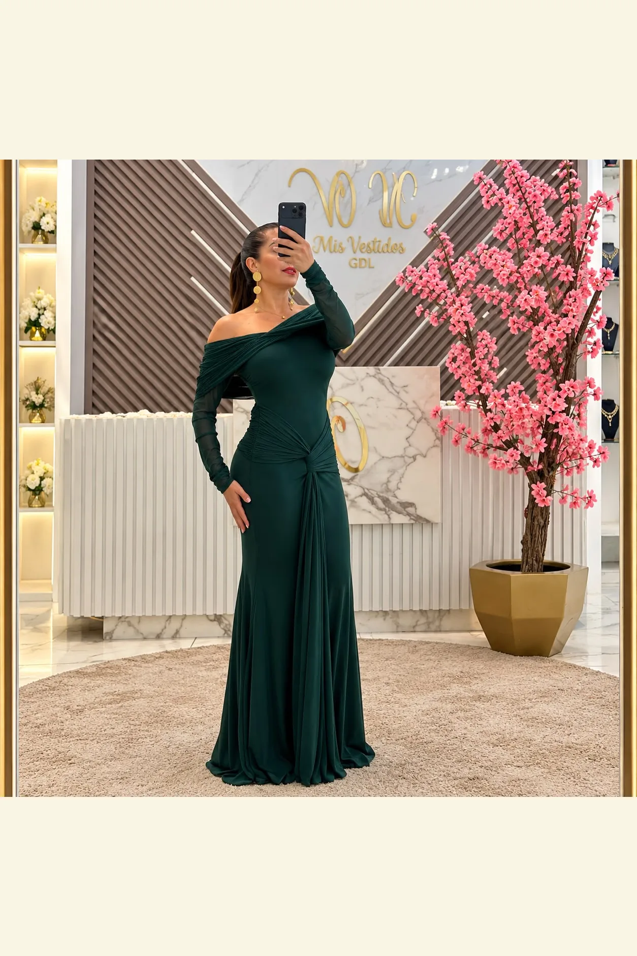 Vestido Verde Esmeralda con Mangas pegado