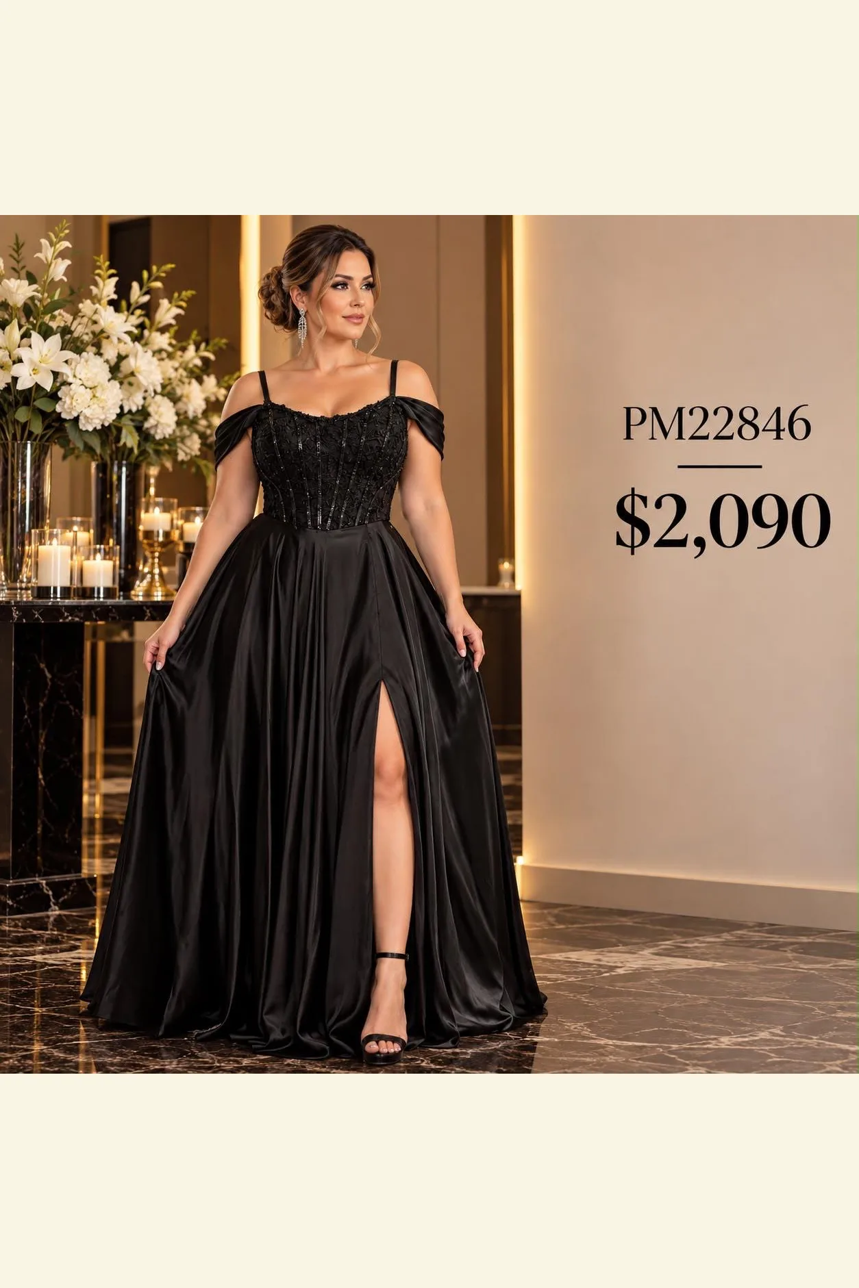 VESTIDO NEGRO ABIERTA PIERNA