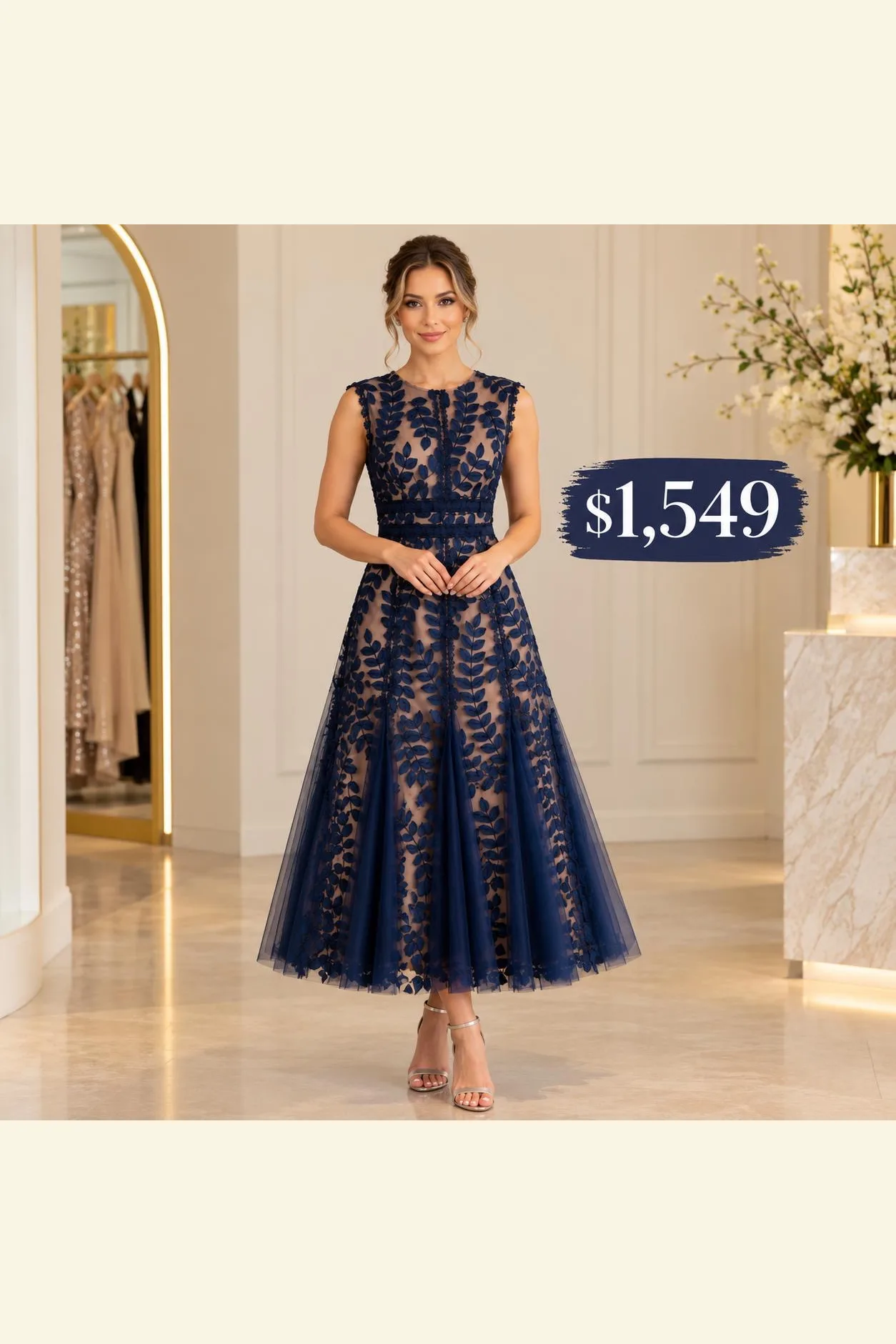 VESTIDO MIDI DE ENCAGE FLORAL