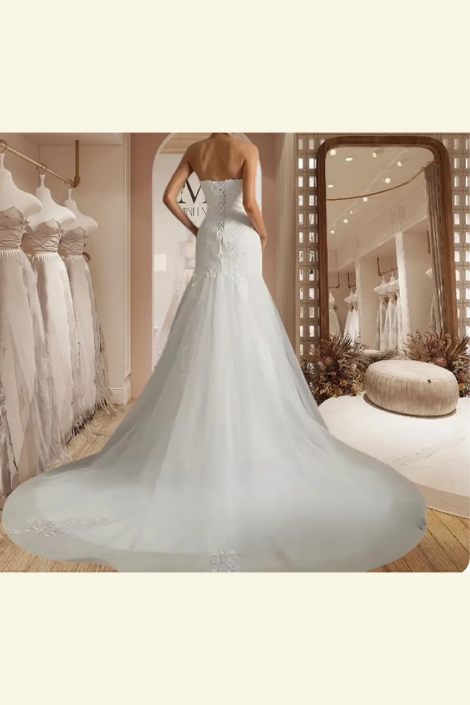 Vestido de novia, corte sirena estraple