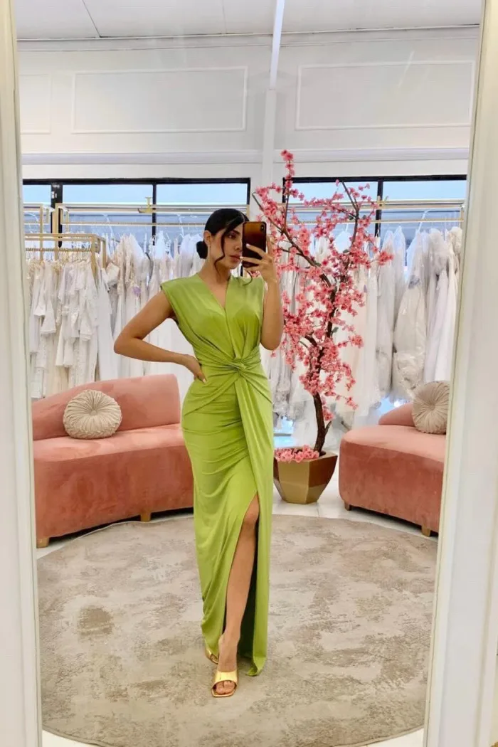 VESTIDO LICRA ASIMÉTRICO VERDE LIMÓN
