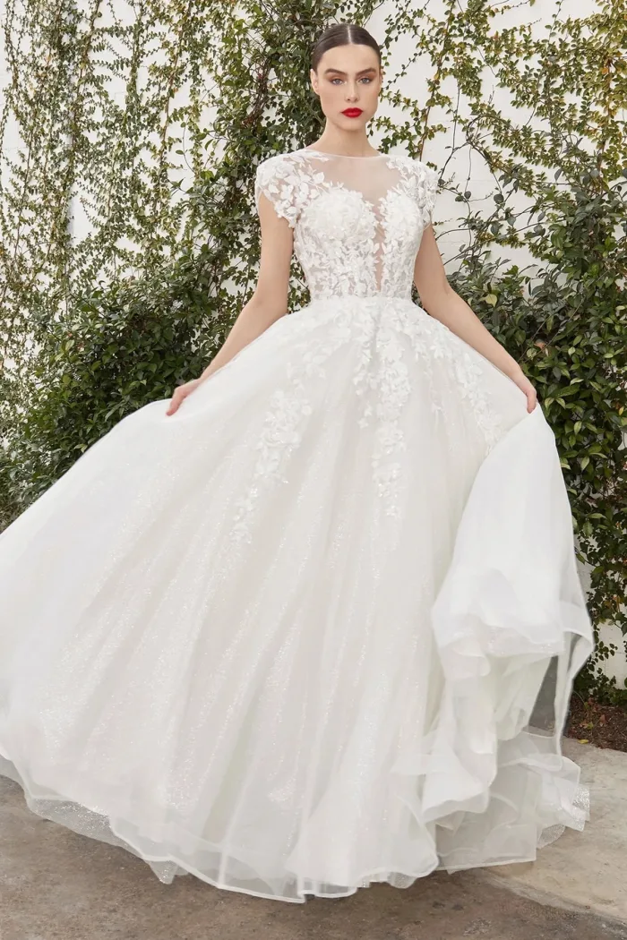 Vestido de novia blanco con encaje A1082W
