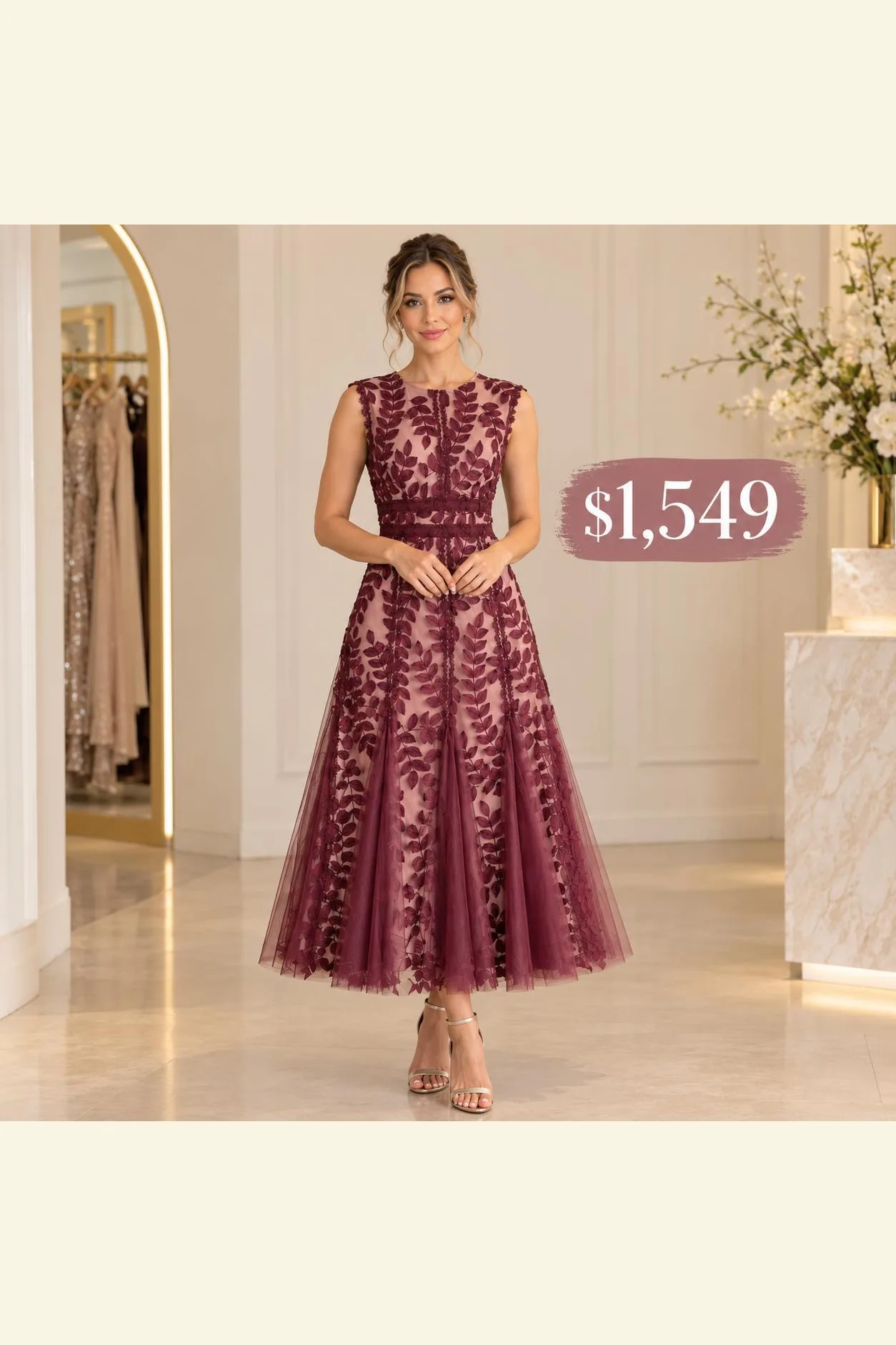 VESTIDO MIDI DE ENCAGE FLORAL