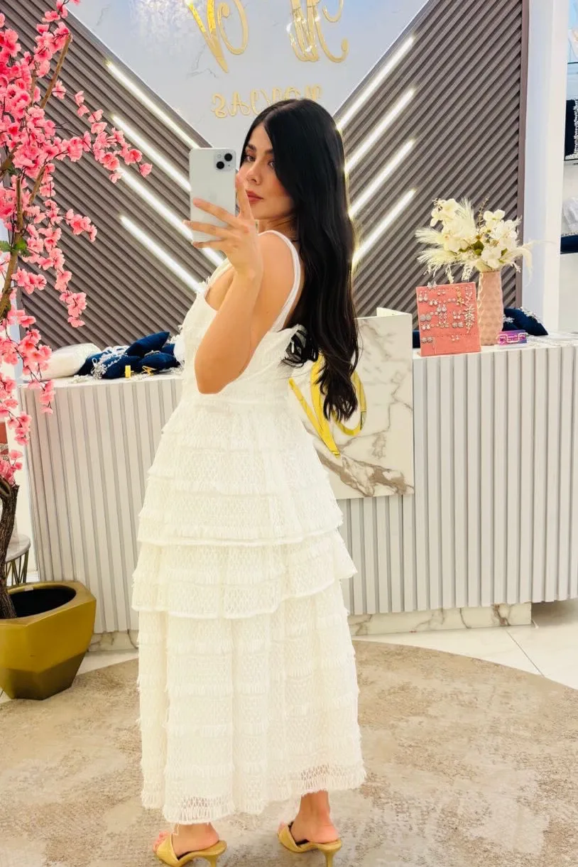 VESTIDO MIDI TUL PASTELONES TIRANTES BLANCO, vista 2