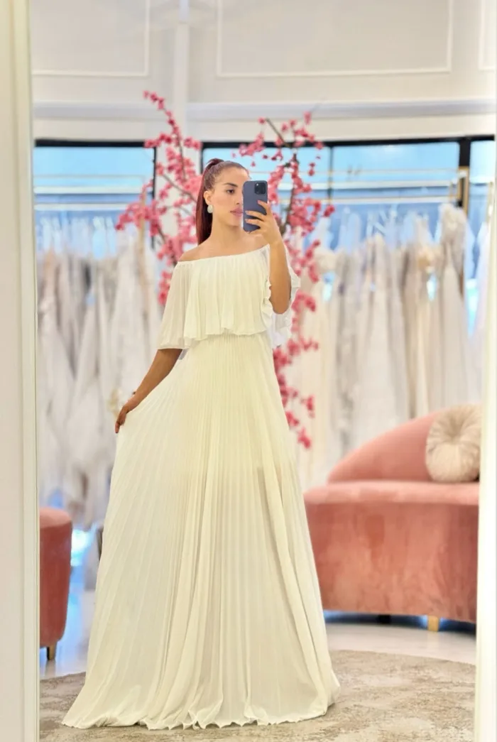 VESTIDO MAXY BLANCO PLIZADO CAMPESINO