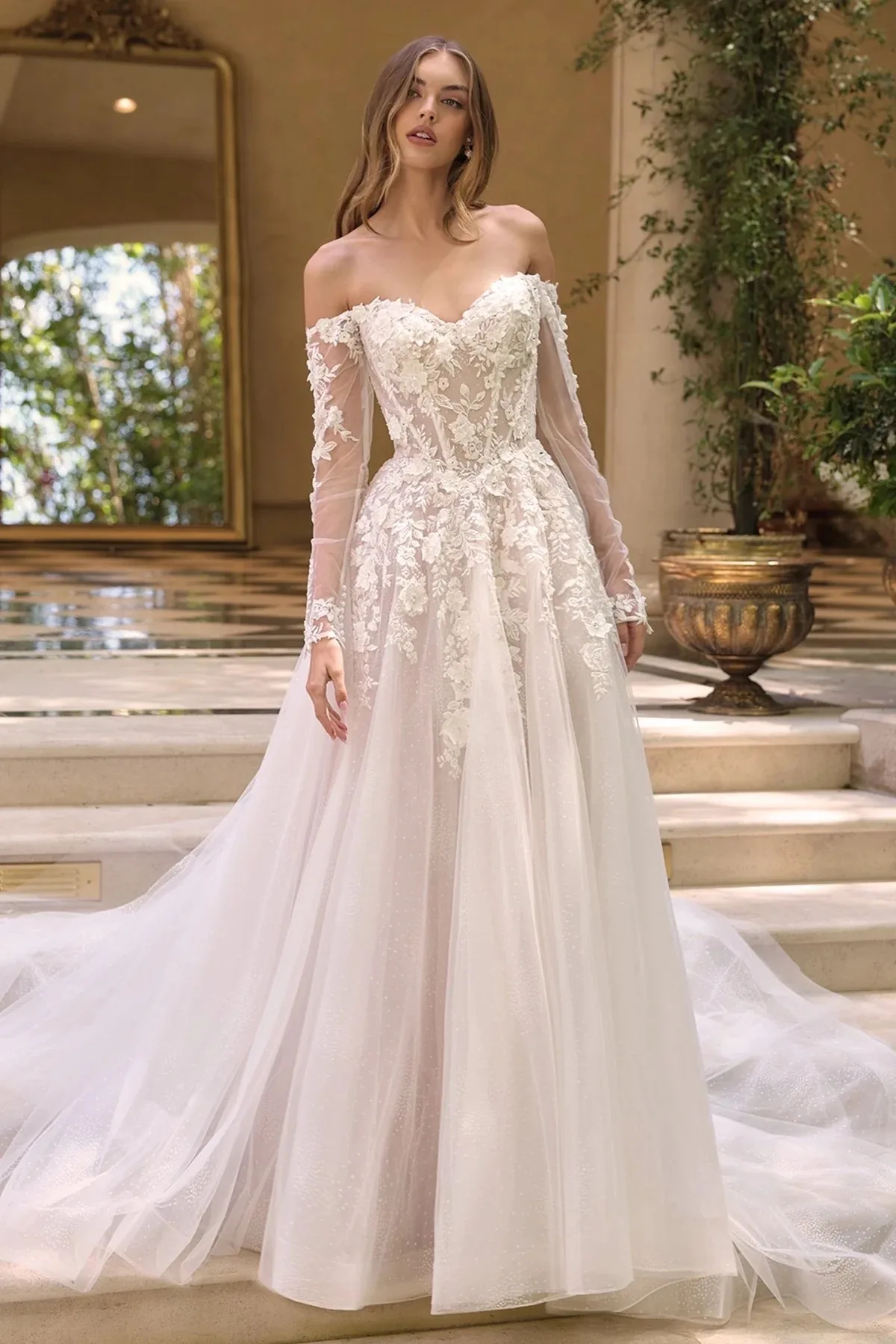 VESTIDO DE NOVIA CON MANGAS WL067