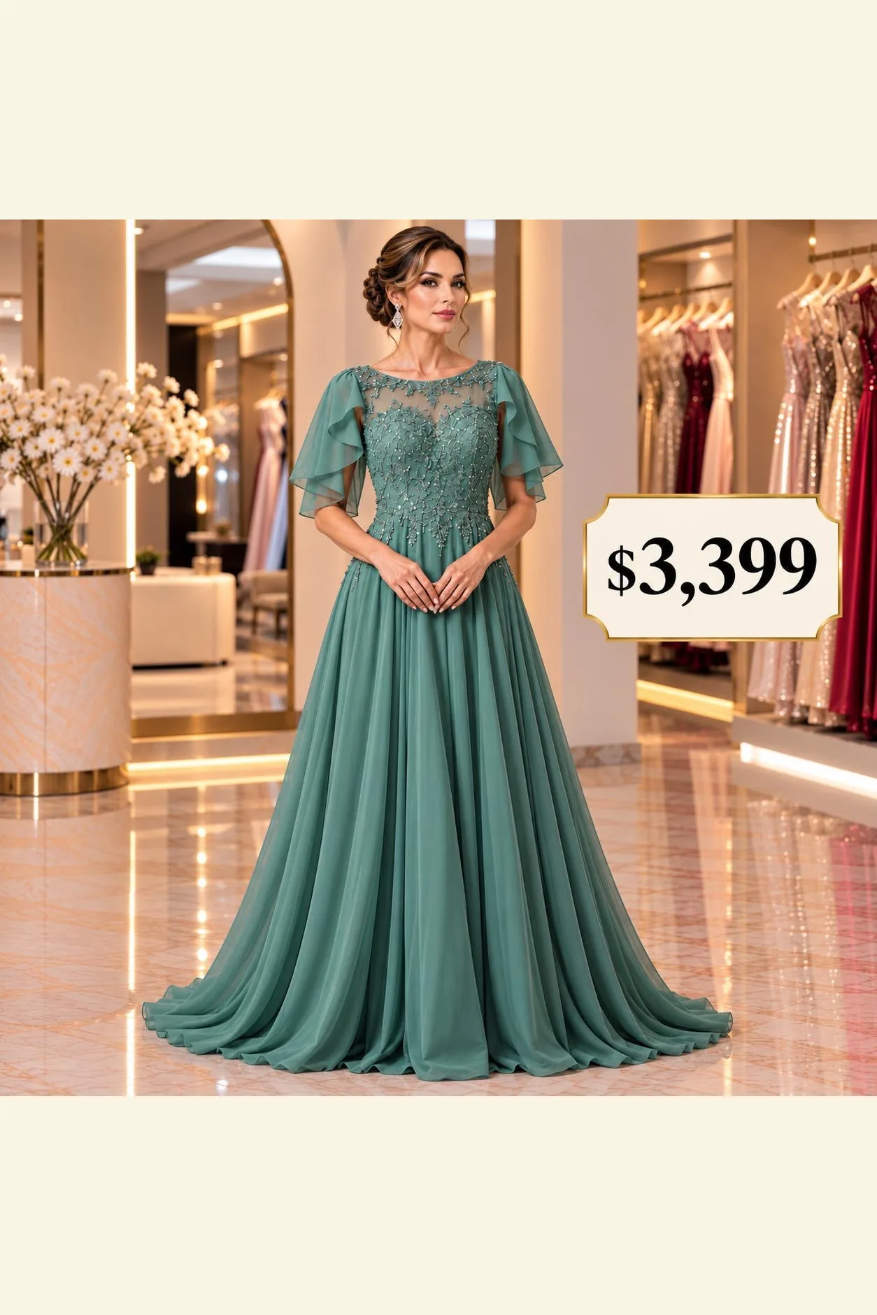 VESTIDO MANGA CORTA DE TUL