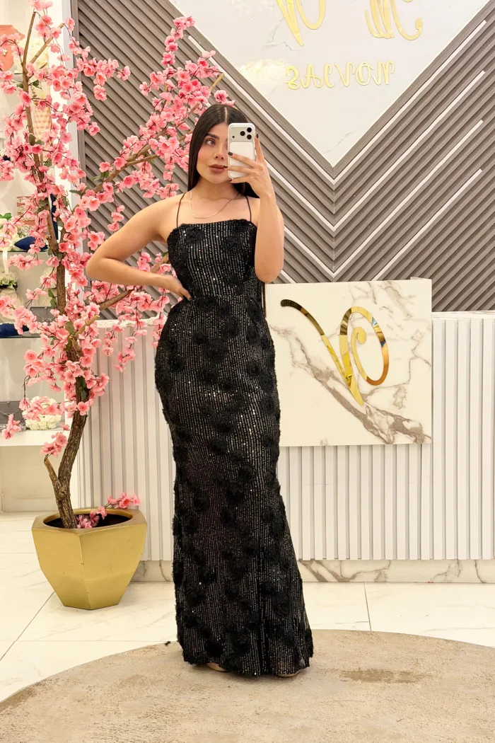 VESTIDO NEGRO CON CORSET