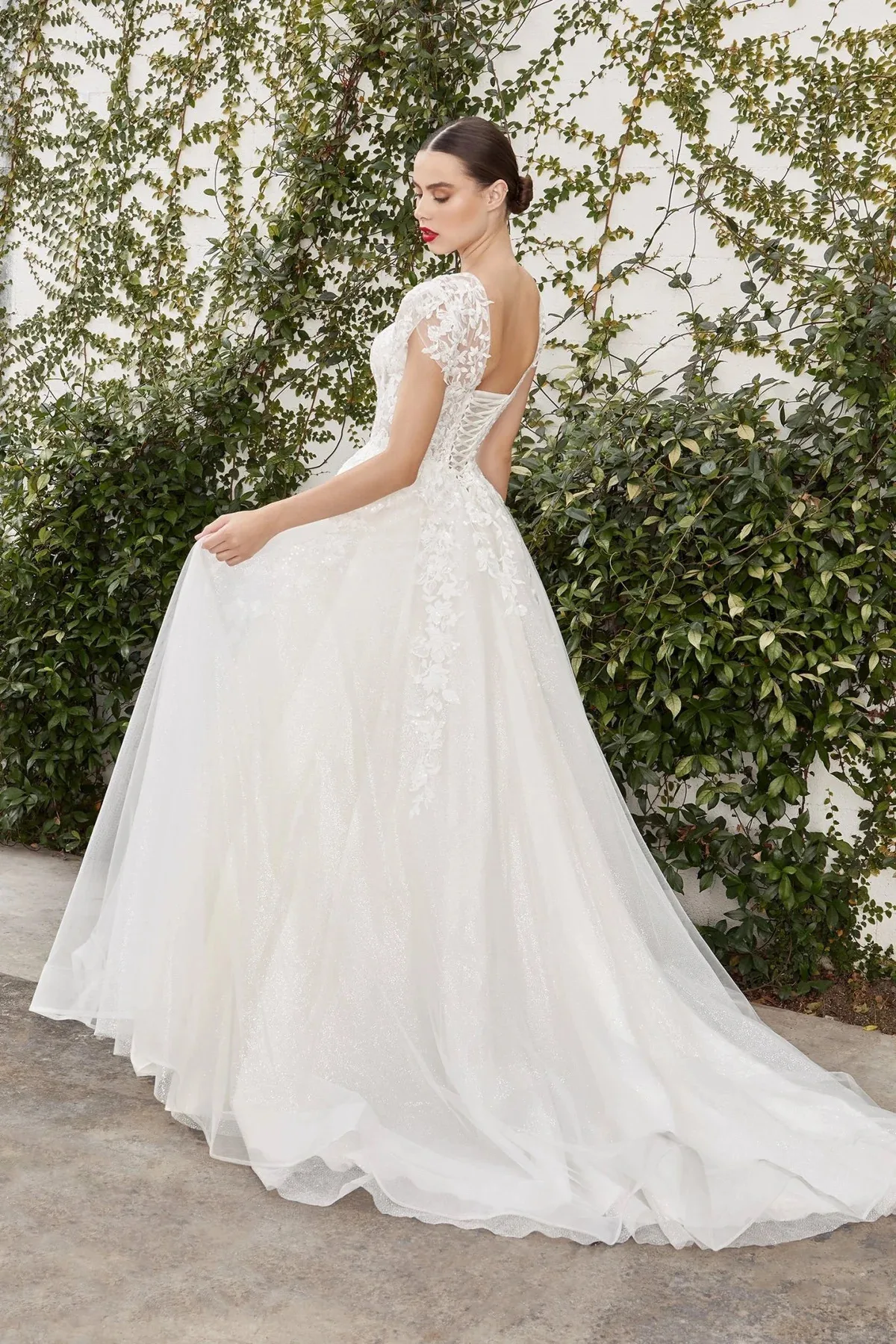 Vestido de novia blanco con encaje A1082W, vista 2