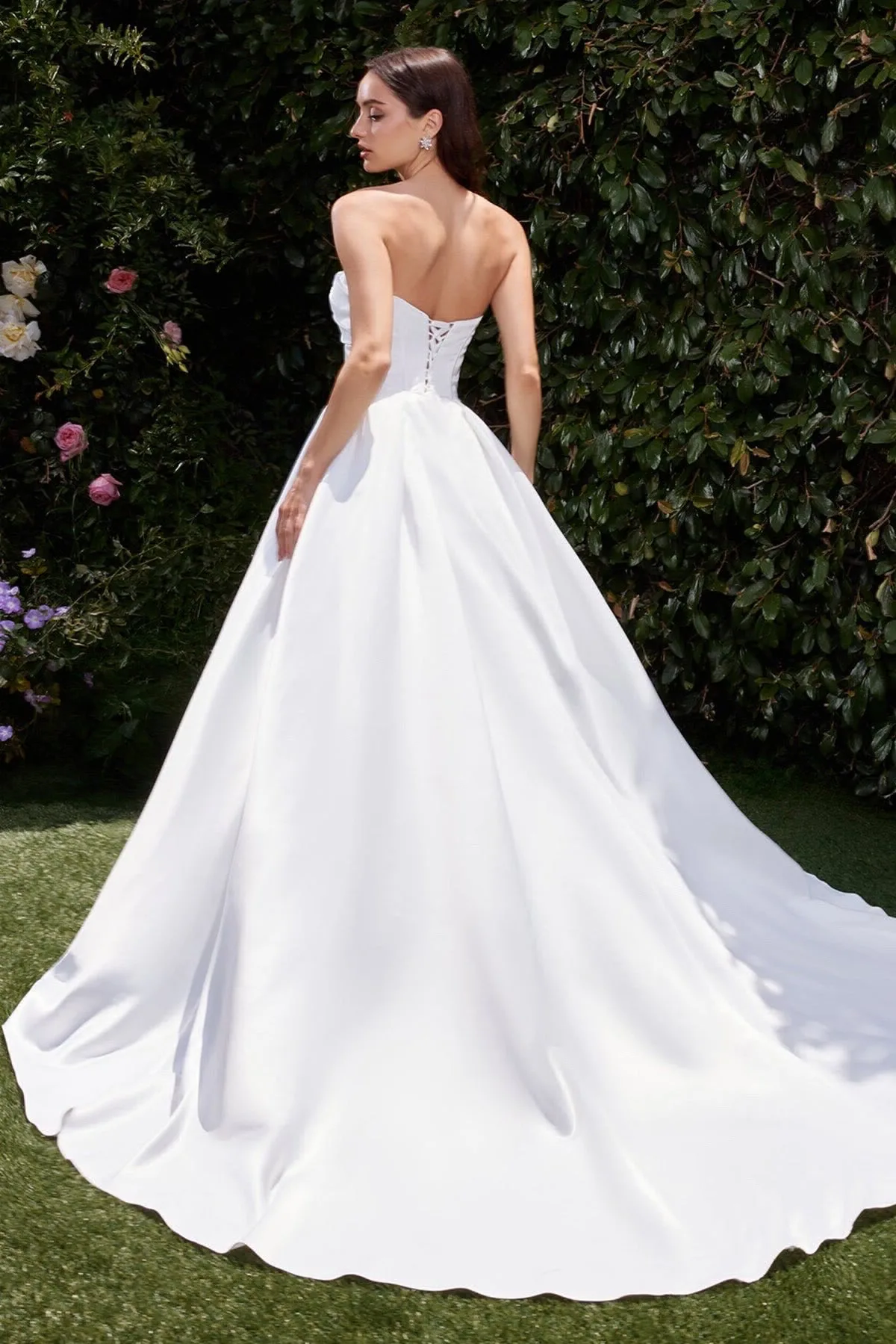 VESTIDO NOVIA RAZO STRAPLE CORTE PRINCESA CORSET MOD. CDS512W, vista 3