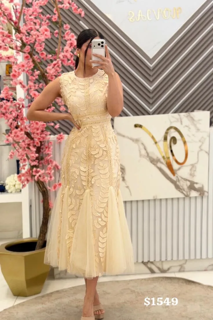 VESTIDO MIDI BEIGE