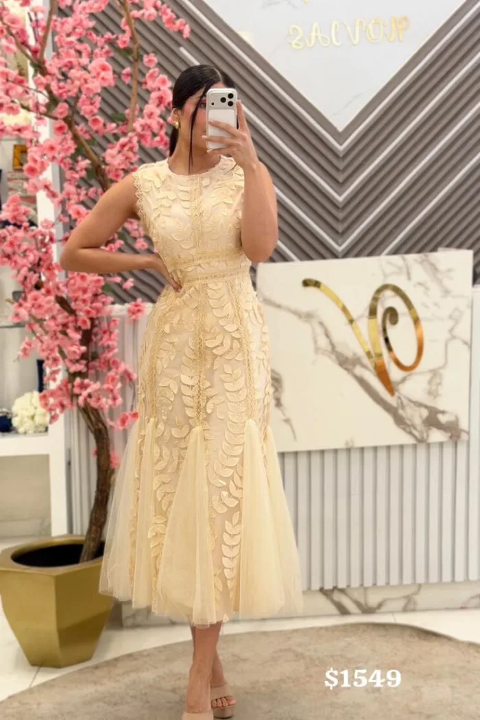 VESTIDO MIDI BEIGE