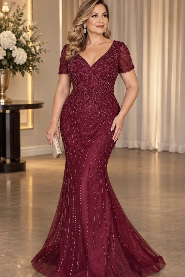 Vestido Tinto, bordado con pequeña manga