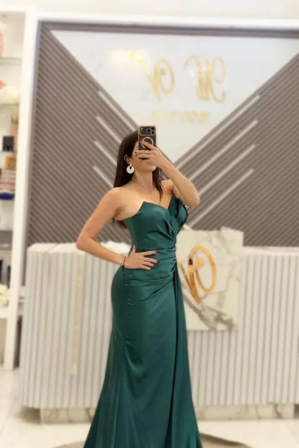 VESTIDO VERDE ESMERALDA STRAPLE, vista 2